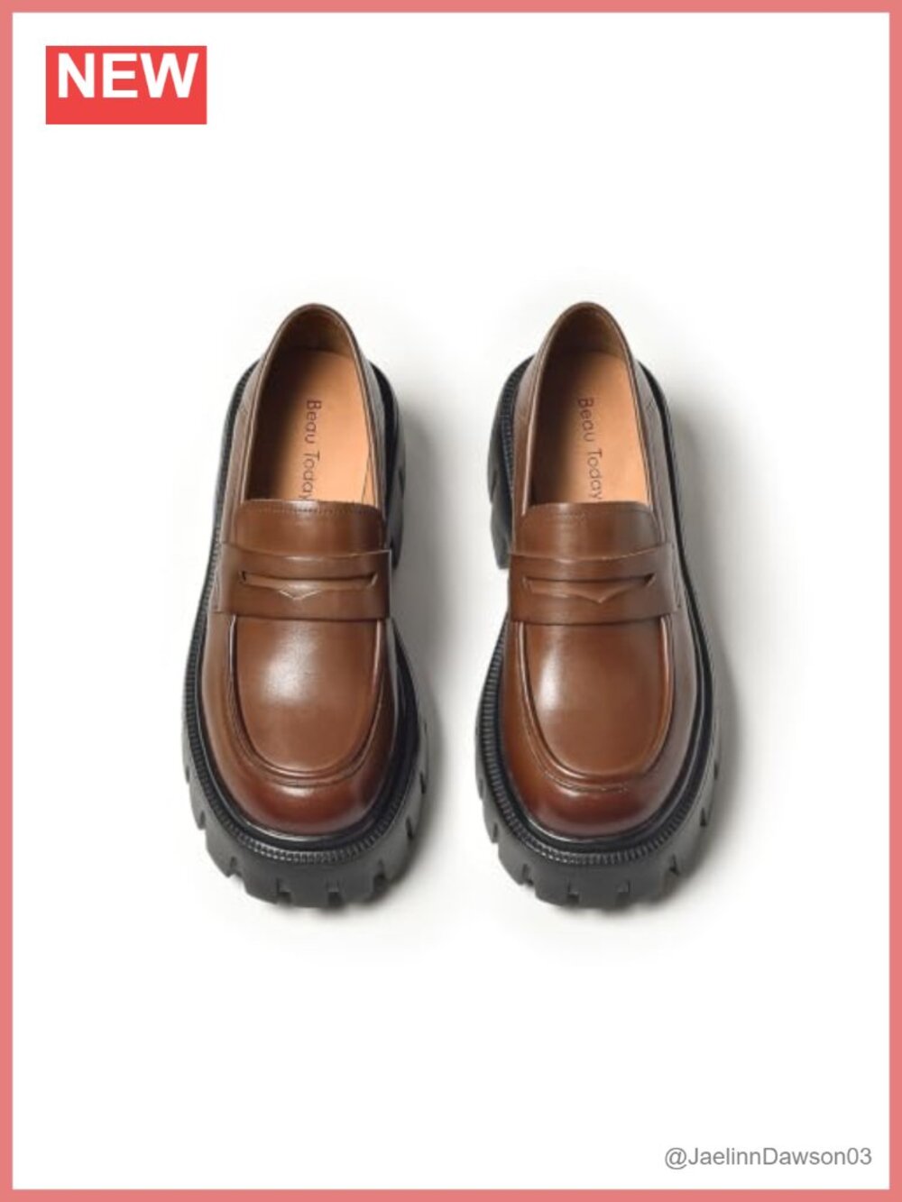 Genuine Full Grain Leather Chunky Platform Loafers for Women Lug Sole Slip On